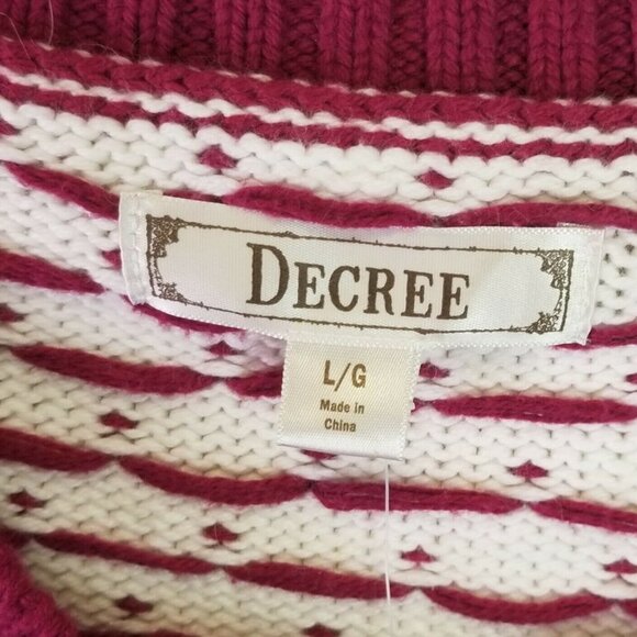 DECREE Girls Junior sz Large Cropped Button Front Reindeer Boysenberry Sweater L - Picture 5 of 8